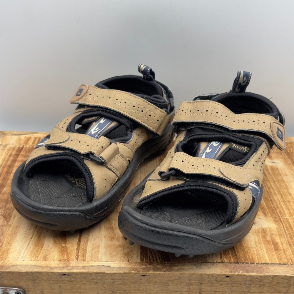 FootJoy Golf Sandals Tan Black Spiked 48805 Mens 8 M Summer Sporty Outdoor